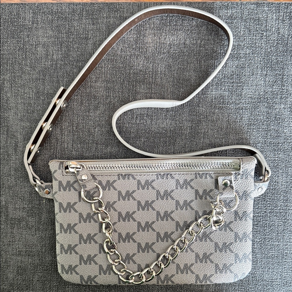 Michael Kors Monogram Silver and Gray Waist/Belt Bag